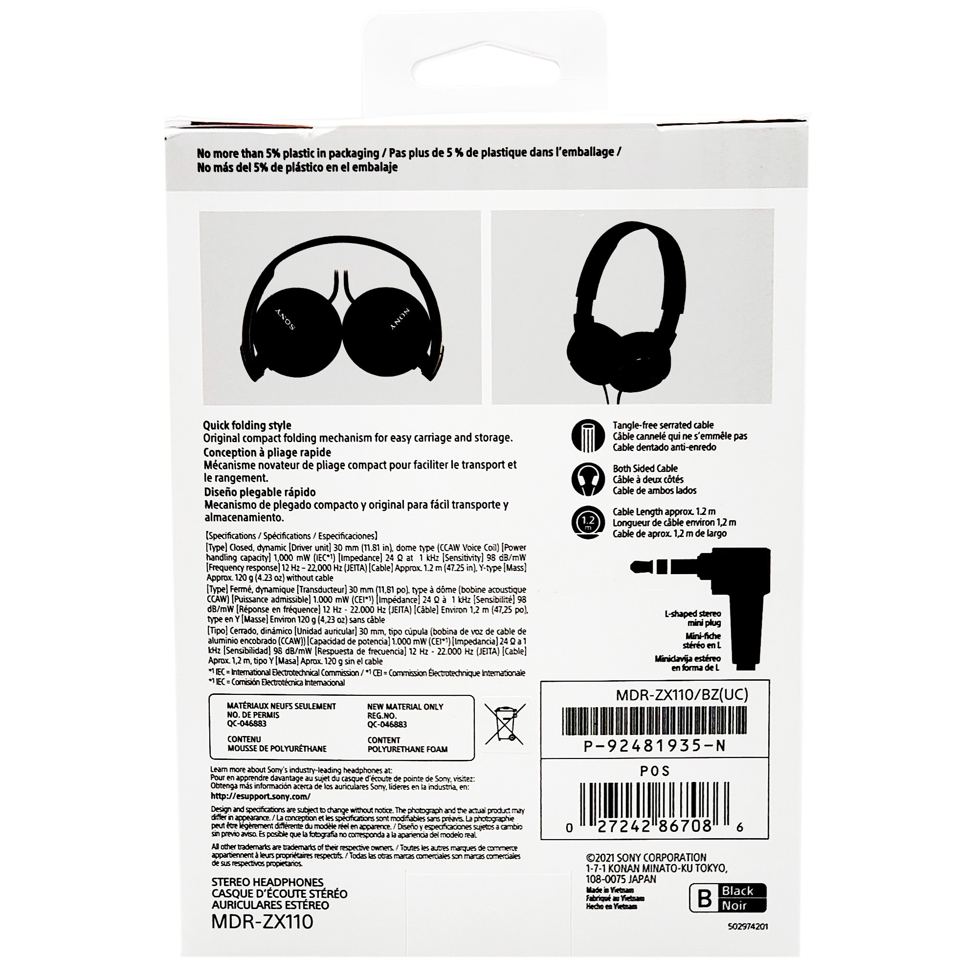 Sony MDR-ZX110 Headphones (No Mic) | Sonus Vos